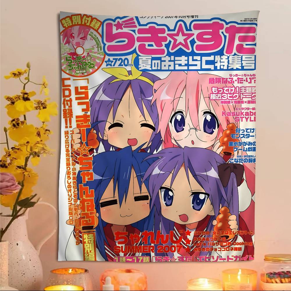 Anime Lucky Star Tapestry Art Printing Japanese Wall Tapestry Anime Wall Hanging Home Decor