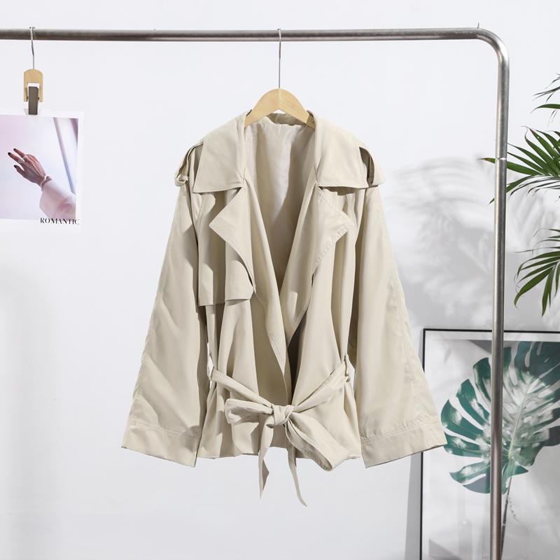 Lapel Tied Windbreaker Jacket Women's Commute Long Sleeve A-line Style Elegant Jacket Fashion Streetwear 2025 Autumn