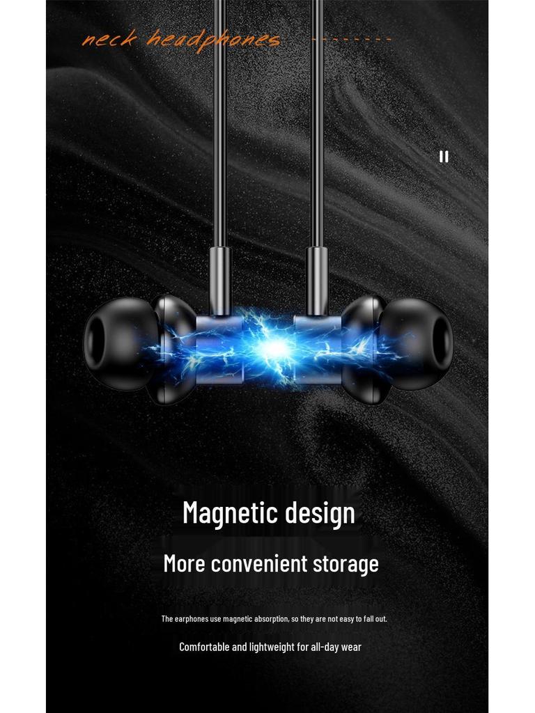 Cross-Border Sports Bluetooth Earphones: In-ear, Neck-Hanging, Heavy Bass, Long Battery Life