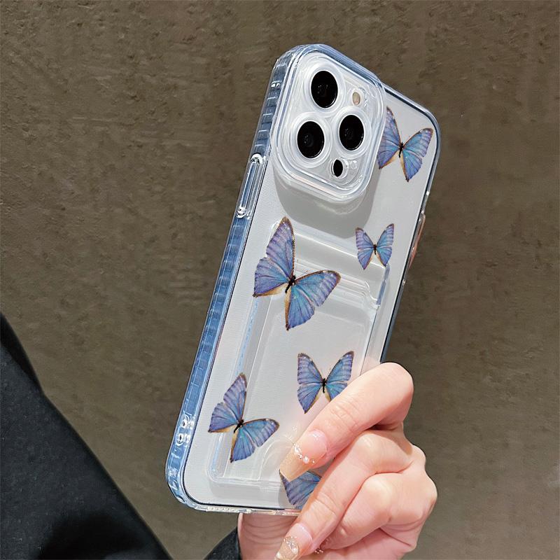 Card Slot Holder Silicone Wallet Pocket Case For iPhone 17 Air 16 15 14 Redmi Note 12 13 Oppo A18 A38 A58 Samsung S23 S24 S25 Cover Clear Phone Bumper