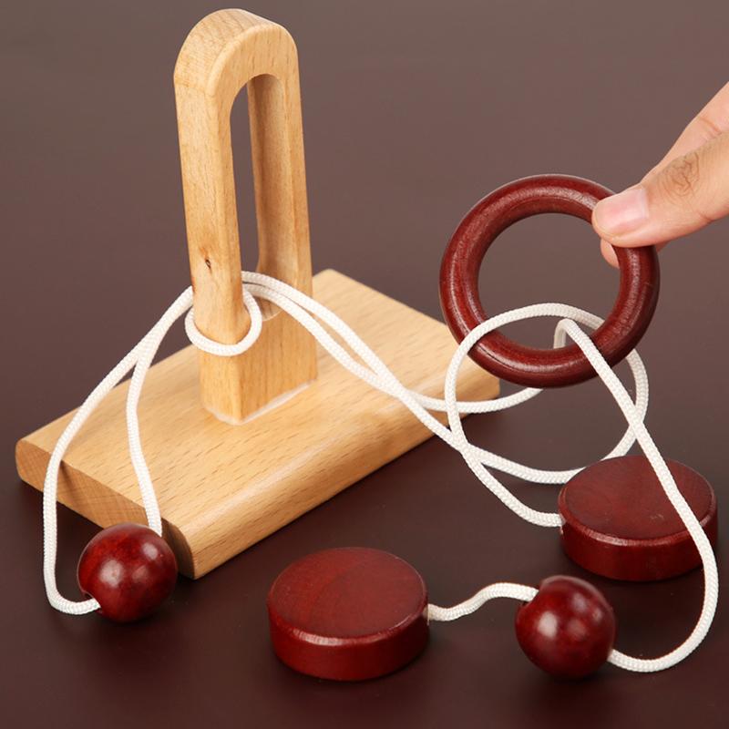 Ahşap Kilidi Açma Stres Giderici Oyuncaklar Luban Kilidi Zeka Oyunu İp Çözme Döngü Bulmacası Yetişkinler Çocuklar İçin Eğitici Oyun