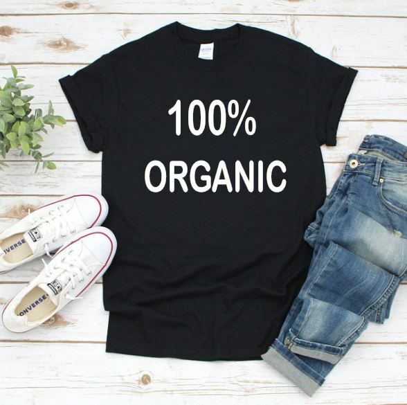 100 Organic TShirt Unisex Black Shirt Vegan Health Fitness Plant Based