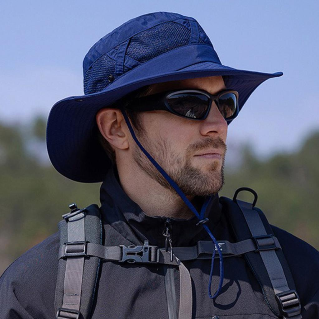 1PC Hollow Bucket Klobouk pro muže Prodyšný UPF 50+ Turistika Pláž Skládací UV ochrana Rybaření Léto Safari čepice na opalování Nastavitelná