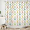Waterproof Easter Theme Shower Curtain Bunny Easter Eggs Floral Basket Watercolor Check Pattern Design Spring Bathroom Decor
