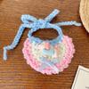 Peanut & Penguin Pattern Hand‑Crocheted Mini Pet Bib Cute Cartoon Saliva Towel for Kittens Small Dogs