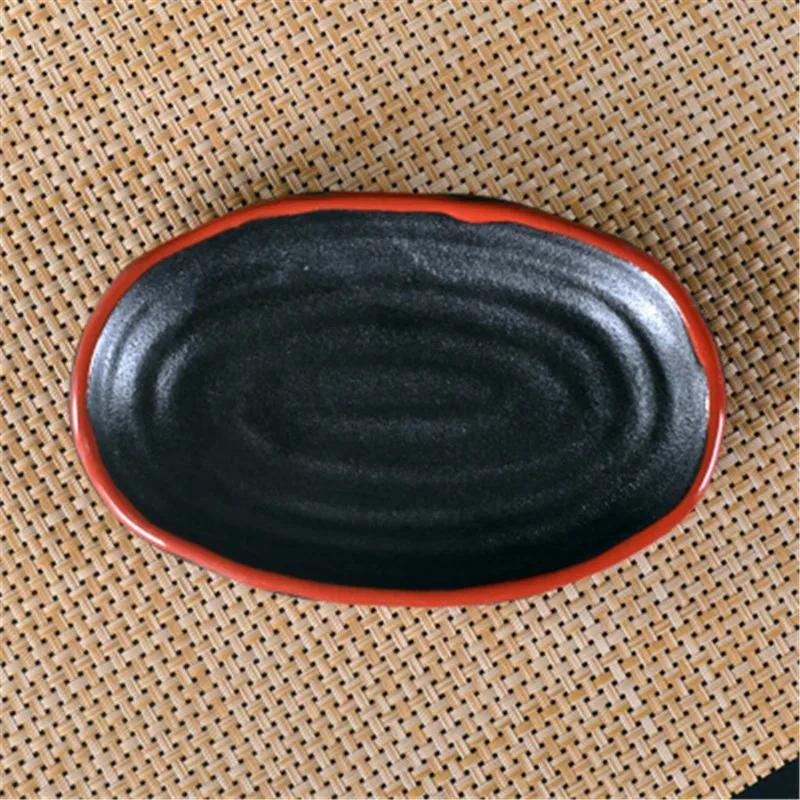 Oval Sushi Dish Japanese Ceramic Bone Plate Dinner Dishes Snack Ceramic Dinner Plates Dish Set Serving Dish Restaurant Supplies