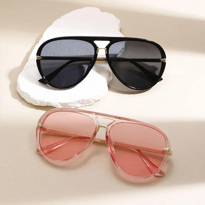 New Vintage Pilot Sunglasses Women Fashion Double Bridge Candy Color Sun Glasses Trendy Brand Design Korean Style Shades