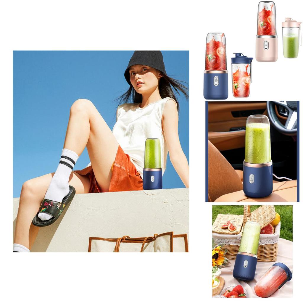 Usb Rechargeable Juicing Bottle With Blade Heads For Travel And Fitness Enthusiasts