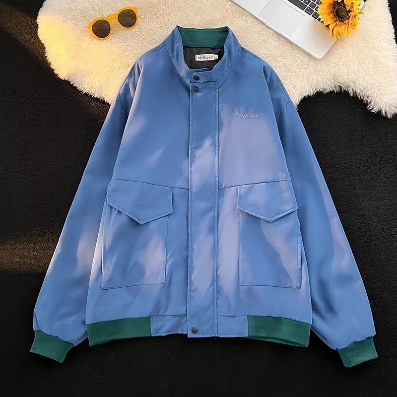 Unisex Trendy Casual Windbreaker: Solid Color Stand Collar Jacket for Sports & Mountaineering (Spring & Autumn)