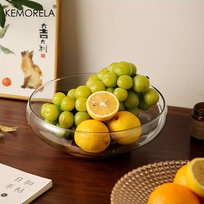 1pc Glass Fruit Bowl Stackable Footed Design Ideal For Snacks Salads Perfect For Kitchen Counter Decor Tabletop Display