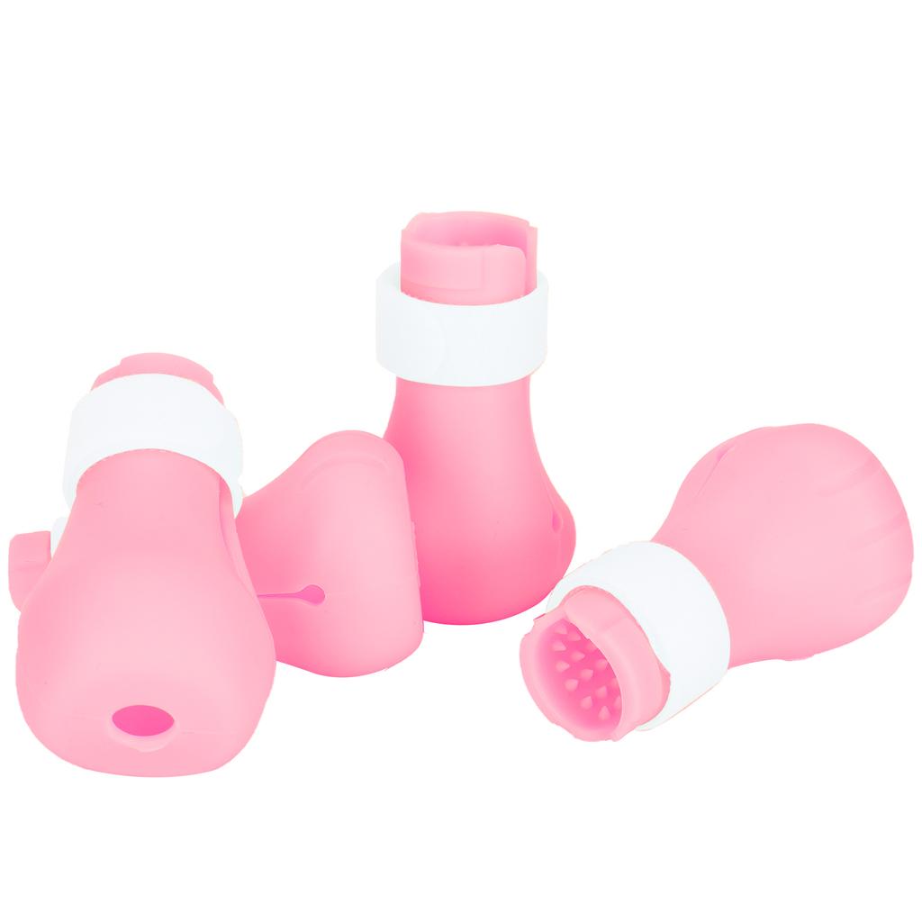 4pcs AntiScratch Cat Foot Covers Adjustable Silicone Pet AntiOff Claw Shoes Boots Cover(Pink )