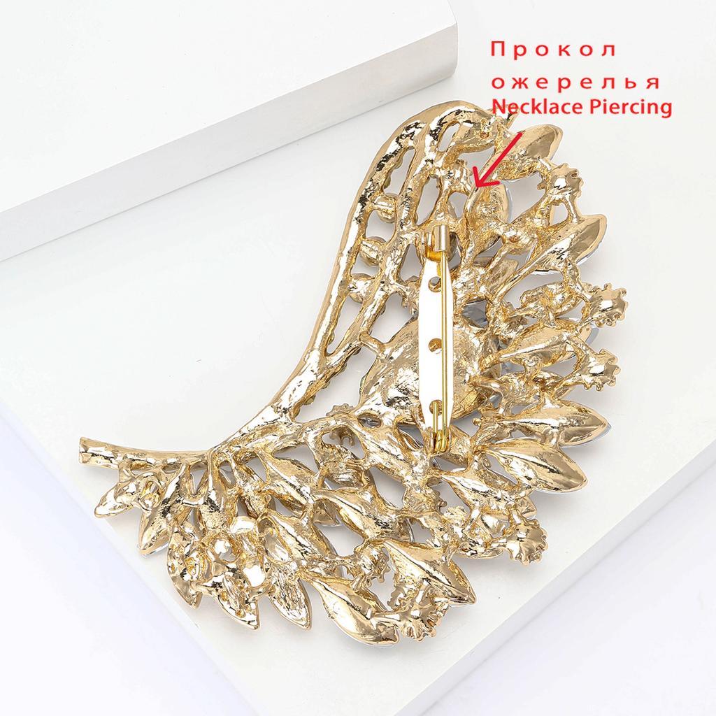 Luxury Rhinestone Crystal Leafs Brooches for Women Unisex Creativity Pins Banquets Party Backpack Gifts Jewelry Accessories