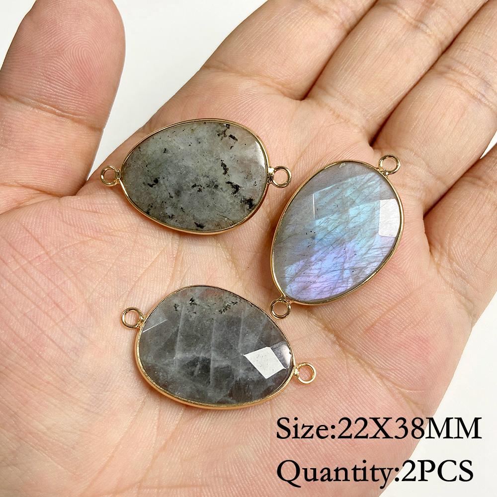 Natural Flash Labradorite Stone Charm Pendant Healing Semi-precious Stone Connector for Jewelry Making Necklace Accessories Gift