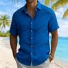 Herren Hemd mit Wellenlinien-Print, Kurzarm, Frühling Sommer Lässig, Pendler, Umlegekragen, Bluse, Locker sitzendes Oberteil