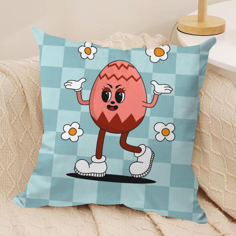 Easter Day Cushion Cover Silky Short Plush DoubleSided Printed Pillow Case for Sofa All Seasons Home Decor Gift