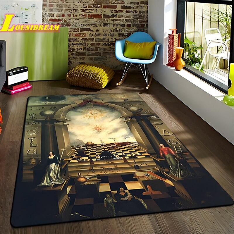 Freemason Illuminati Fashion Print Rug Home Decor Rug Anti-Slip Rug Living Room Bedroom Kitchen Bathroom Balcony Floor Mats