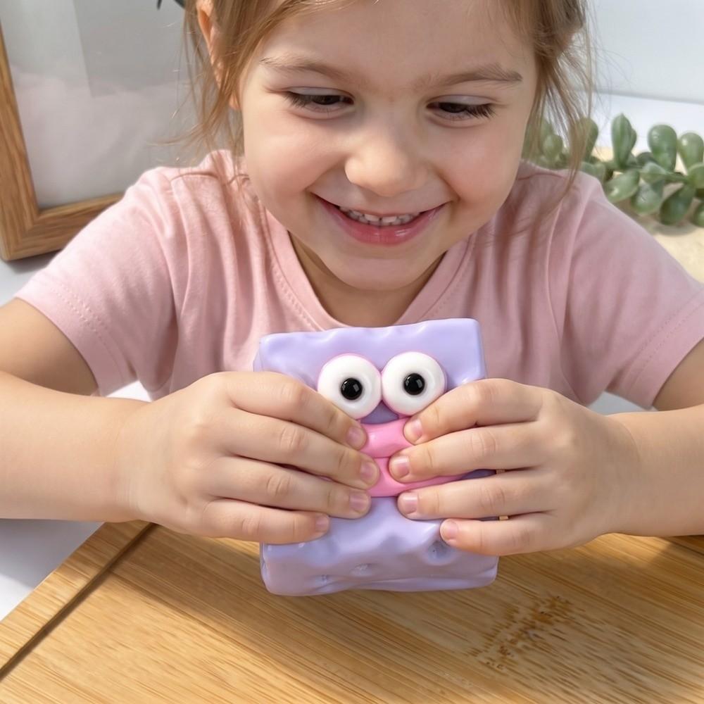 Sausage Mouth Cheese Fidget Toy Big Eyes Cheese Cube Squeeze Toy Cheese Pinch Blocks Desktop Use