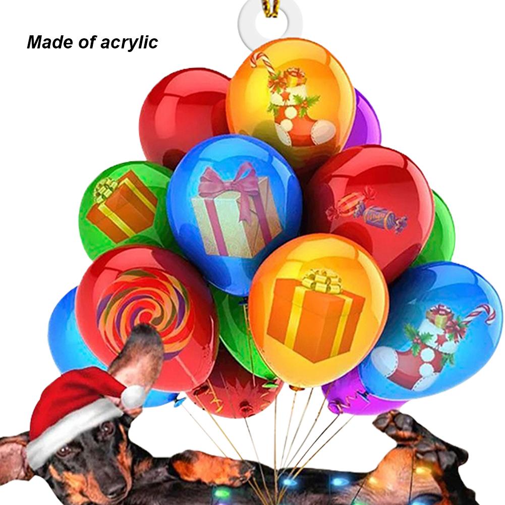 Christmas Hanging Sled Dachshund Decor Acrylic Cute Dachshund Dog Pendant Festival Theme Xmas Tree Backpack Car Interior Decor