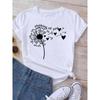 Dandelion graphic printing T-shirt women's summer short-sleeved round neck casual fashion streetwear top