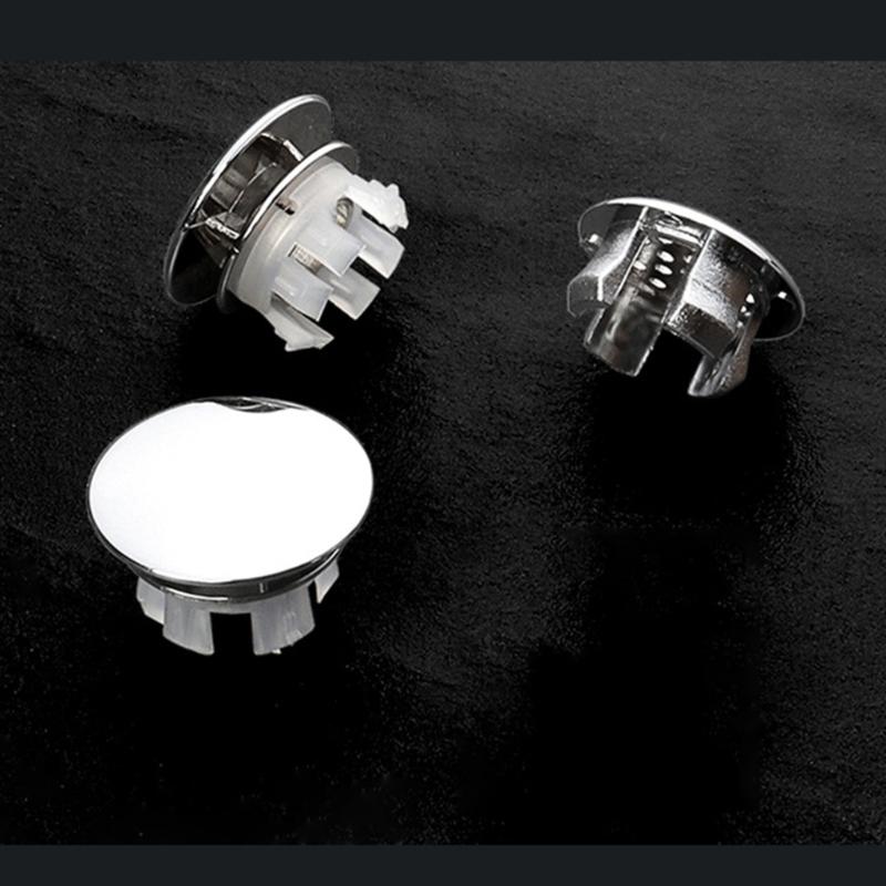 4er-Pack Überlaufabdeckungen für Waschbecken im Badezimmer, Kunststoff, Chrom-Finish, für universelle Keramikbecken, Lochabdeckungen