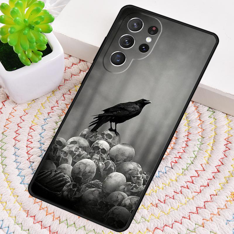 Raven Crow Skull Pattern Phone Case For Samsung Galaxy Note 10 Pro S26 S25 S24 S23 S22 Ultra Plus S21 FE S20 Shockproof Cover