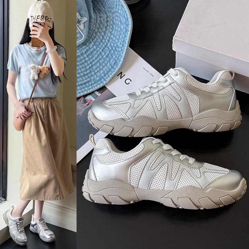 Breathable Mesh Korean Version of Light Forrest Gump Shoes 2025 Summer New German Training Fashion Soft Sole Non-slip Versatile Casual Shoes