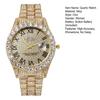 Ladies Quartz Watch Round Dial Alloy Rhinestone Decor Roman Umber Calendar No Delay Time-checking High Accuracy Business Commute Wristwatch