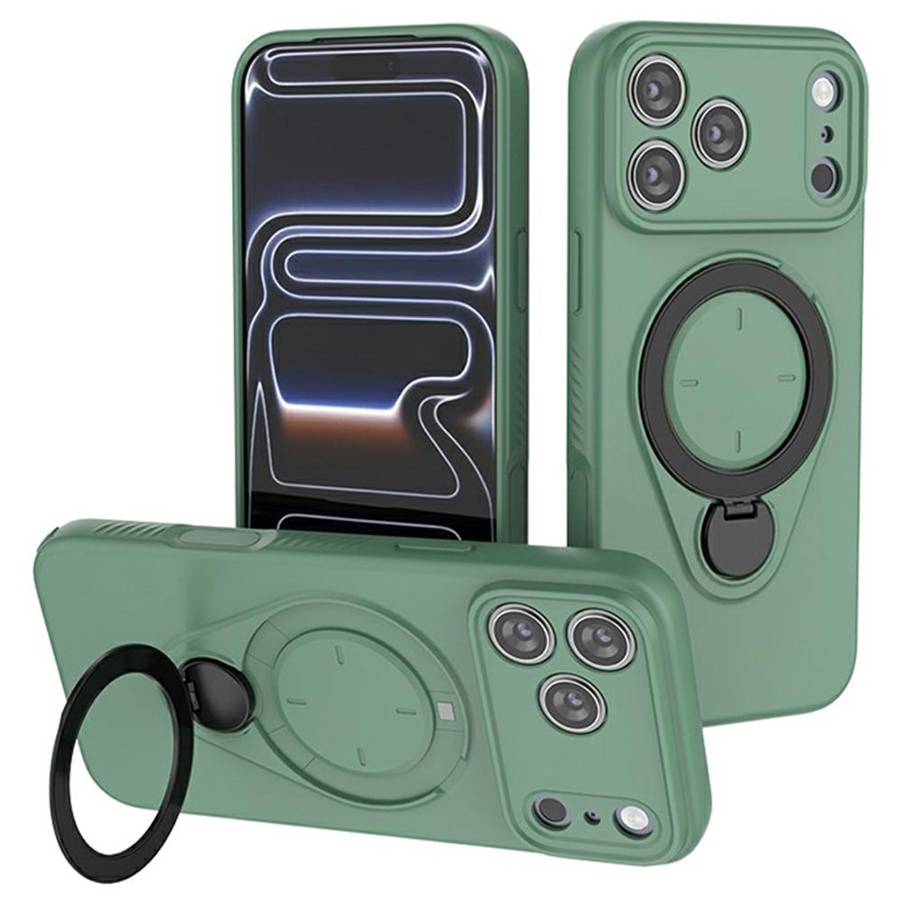 For iPhone 17 Pro Magnetic Case Rotating Kickstand TPU PC Phone Cover Compatible with MagSafe