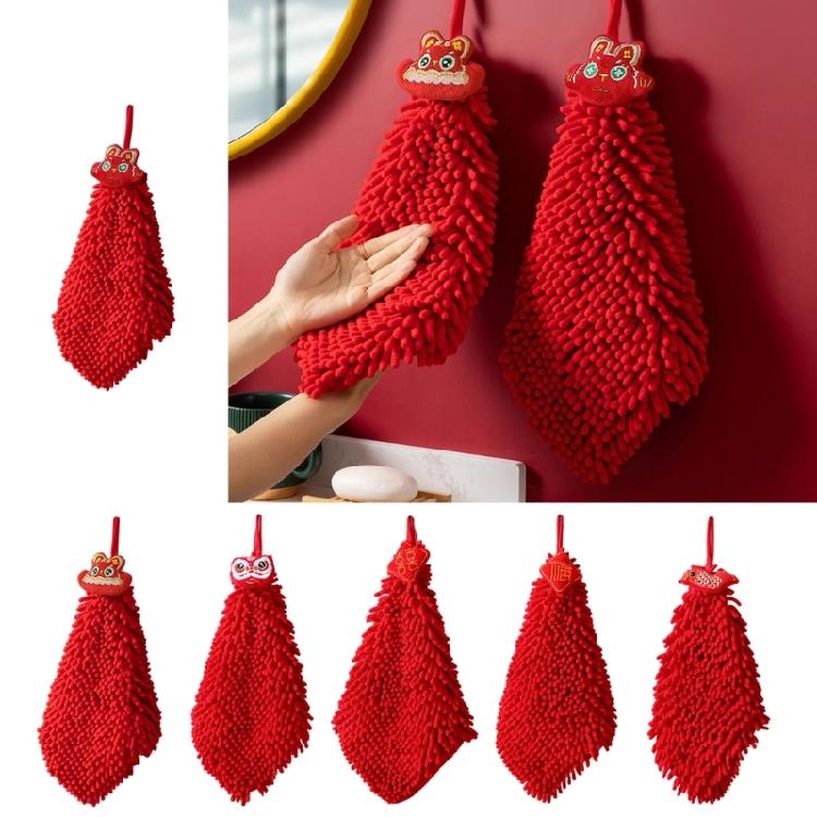 Red Hands Towel Home Super Absorbent Eco-Friendly Wipe Cloth Chenille Material