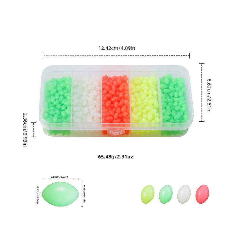 1000 szt. Luminous Fishing Space Beans Pudełko Okrągłe Kulkki Pływające Glow-In-The-Dark Stopery Koraliki do Przyponów Akcesoria do Wędkowania