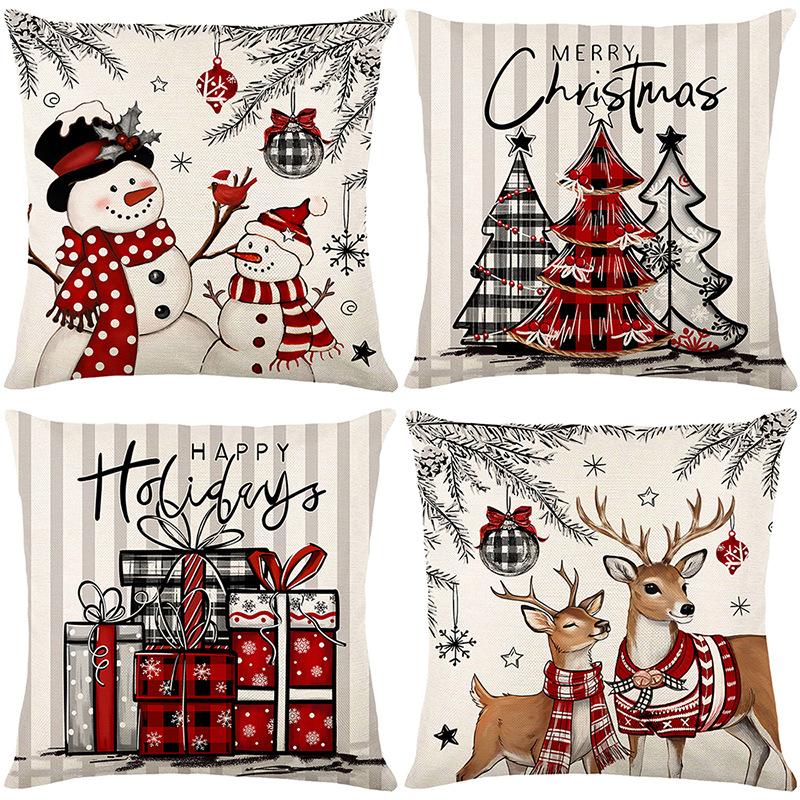 Christmas Printed Pillow Cover New Home Sofa Decoration Cushion Pillow Cover Bedroom Cushion Cover Pillow Cover
