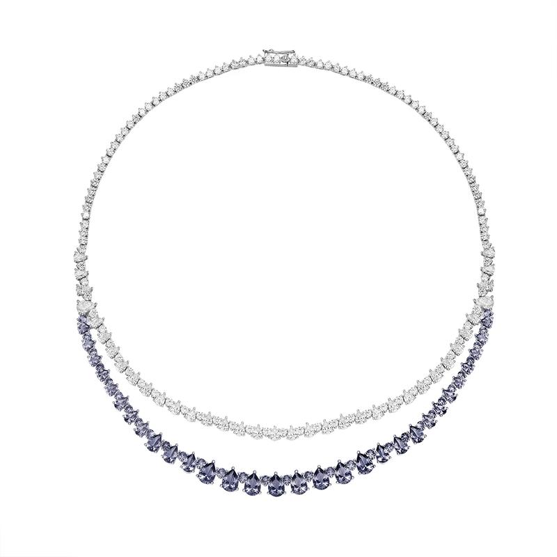 APM Monaco FESTIVAL [Romantic Confession] Festival Series Double-layer Water Drop Chain Necklace Women s Silver White AC6221XGR