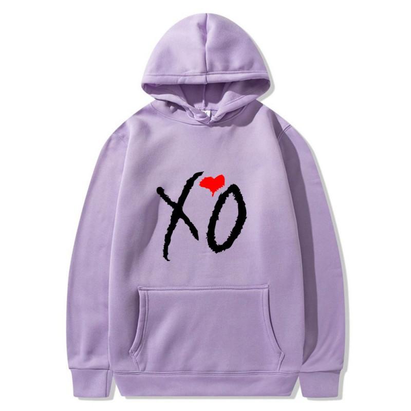 Mens Oversized Hooded Sweatshirt With XO Letter Print Loose Fit Streetwear Casual Top