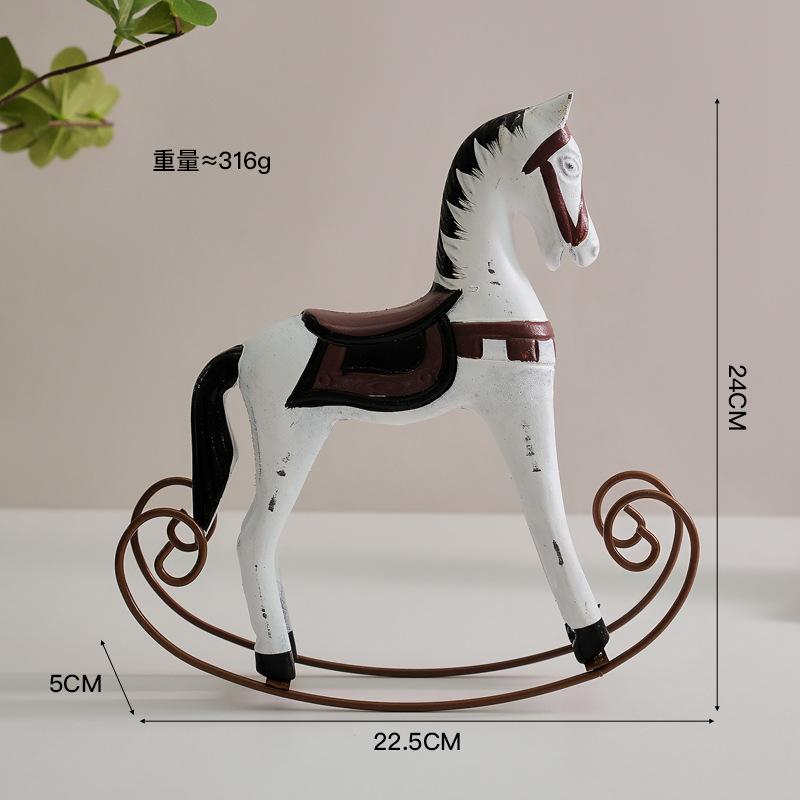 Nordic Retro Wooden Horse Ornament Creative Desk  Accessories Desktop Ornament Children's Room Decoration Crafts Home Decor Gift