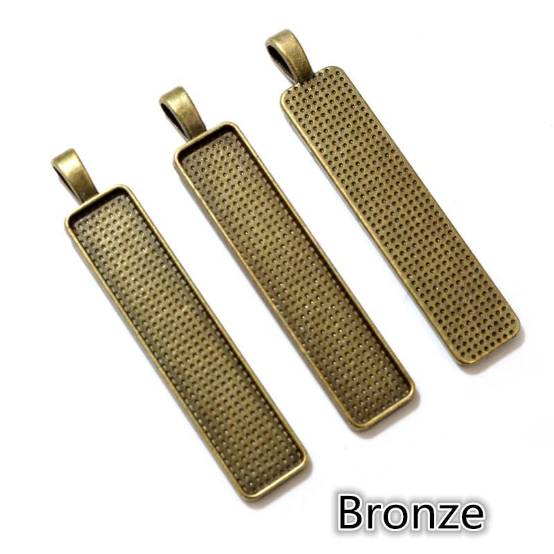 

5pcs Fashion Colorful 10x50mm Cameo Rectangle Bezels Blank Pendant Cabochon Base Setting For Jewelry Making Accessories Supplies