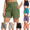 Damen Sommer Locker Freizeit Farbe Sportshorts Hoher Bund Laufshorts Mit Taschen