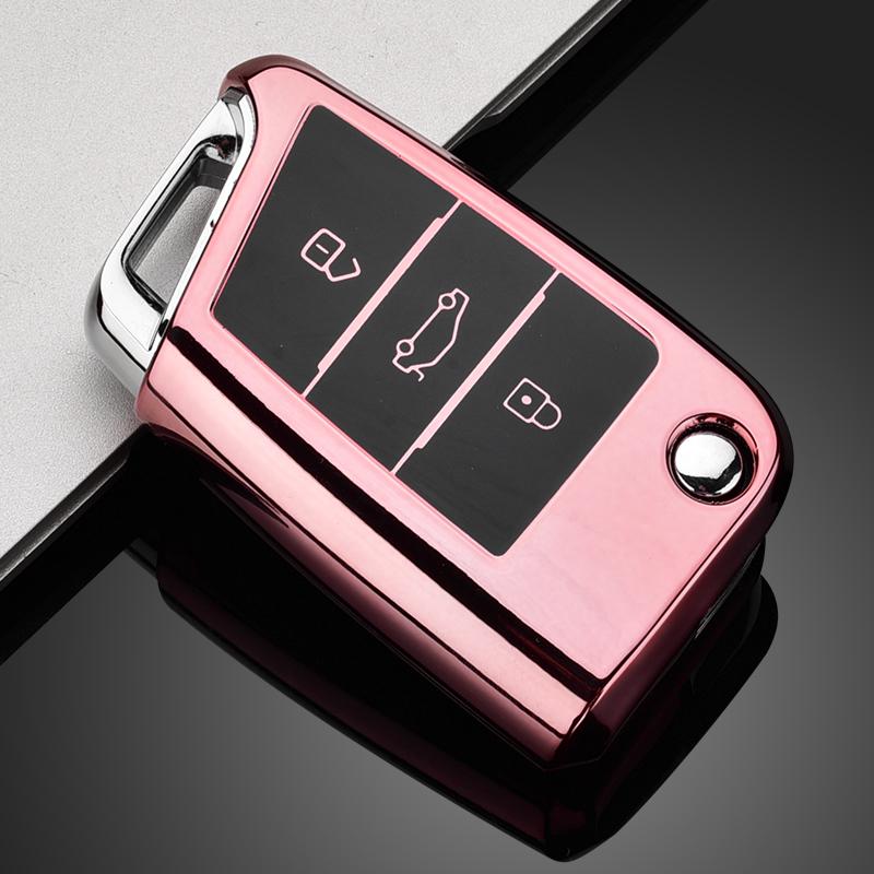 TPU Car Key Case Cover Shell Fob for VW Volkswagen Golf 7 MK7 Tiguan MK2 for SEAT Ateca Leon FR 2 Ibiza Skoda Octavia A7 Keyless