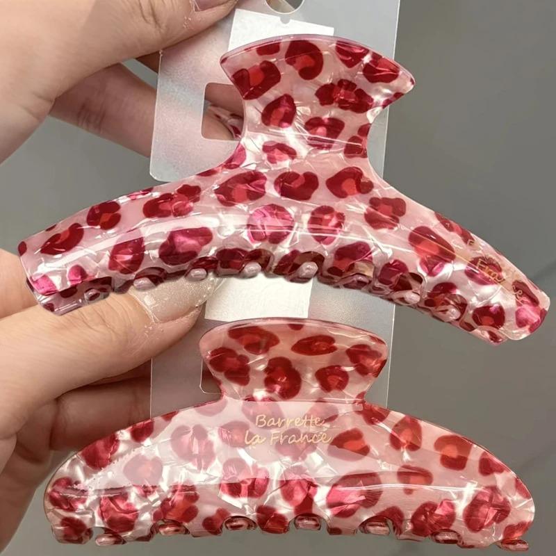 Koreaanse Roze Luipaard Haarklem Hoge Sense Design PVC Haarklem Delicaat Achterkant van het Hoofd Opgestoken Haaienklem Haaraccessoire 2026 Nieuw