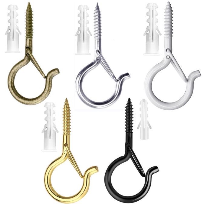 Q-Type Snap Hook with Safety Buckle for Wall/Ceiling Hanging of Flower Pots, Anti-Drop Design