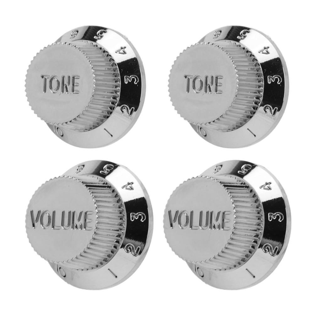 4PCS Polymer Guitar Potentiometer Knob Set Silver/Gold Electric Guitar Accessories Electric Guitar