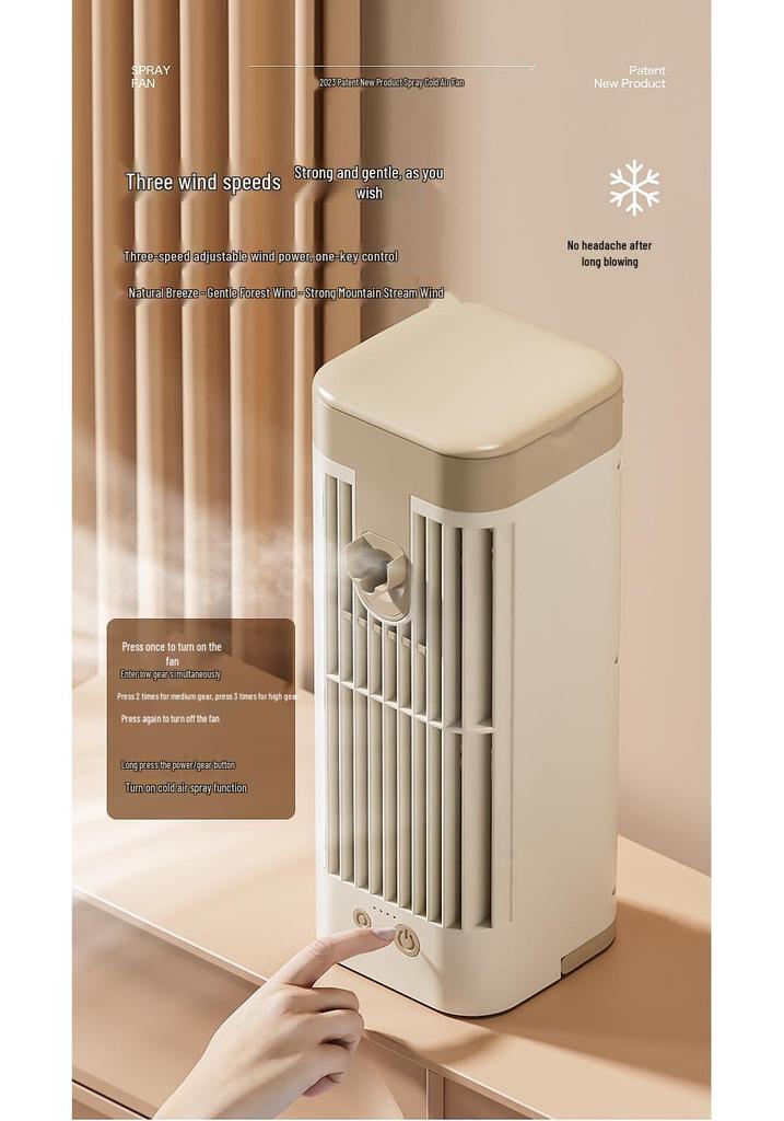 USB Mini Air Cooler Fan with Night Light - Indoor Water-Cooled Electric Fan with Spray for Dormitory