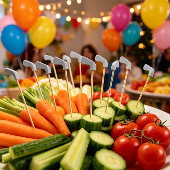 100/200Pcs Golf Club Cocktail Picks Decorative Bamboo Skewer Sticks Party Buffet Cupcake Food Fruit Drink Appetizer Sticks