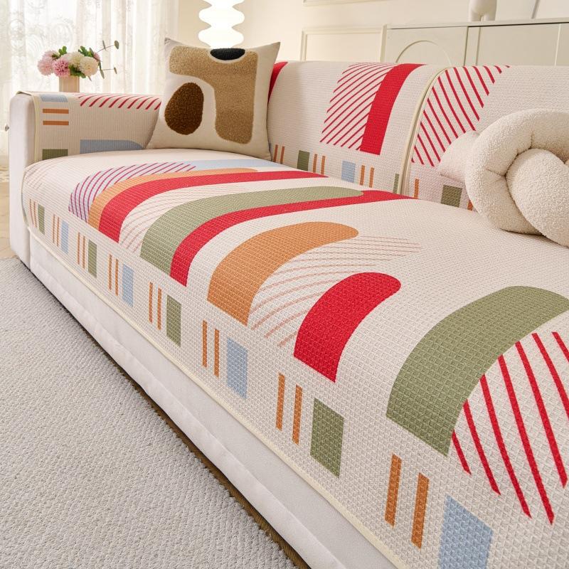 Nordic Style Geometric Waffle Sofa Mat Four Season Universal Seat Cushion Anti Slip Backrest Cover Cloth Home Living Room Decoration Armrest Cushions 9070cm 1pcs 1270₽