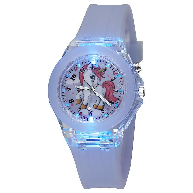 Cartoon Unicorn Watch, Primary School Children'S Luminous Luminous Silicone Quartz Watch