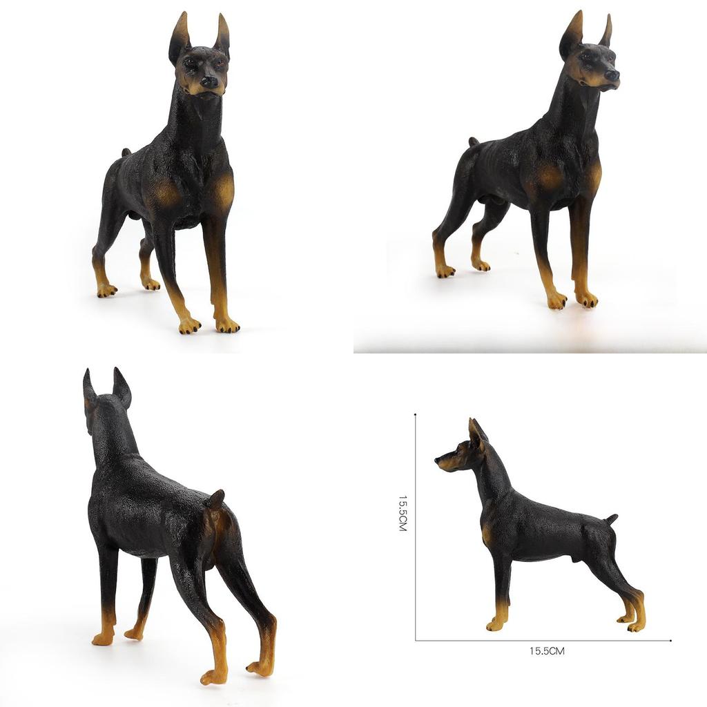 Childrens Pvc Black Doberman Dog Model For Farm Scene And Collectible Display