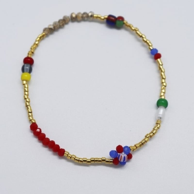 BONBEAU Mini Flower Multi Beads Bracelet Freshwater Pearl Flower Bead Bracelet 5 Colors