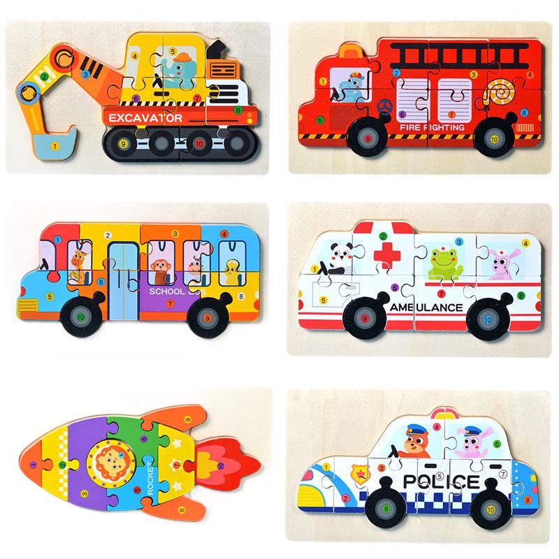3D Wooden Puzzle Toys for Early Childhood Education - Snap-Fit for Boys & Girls