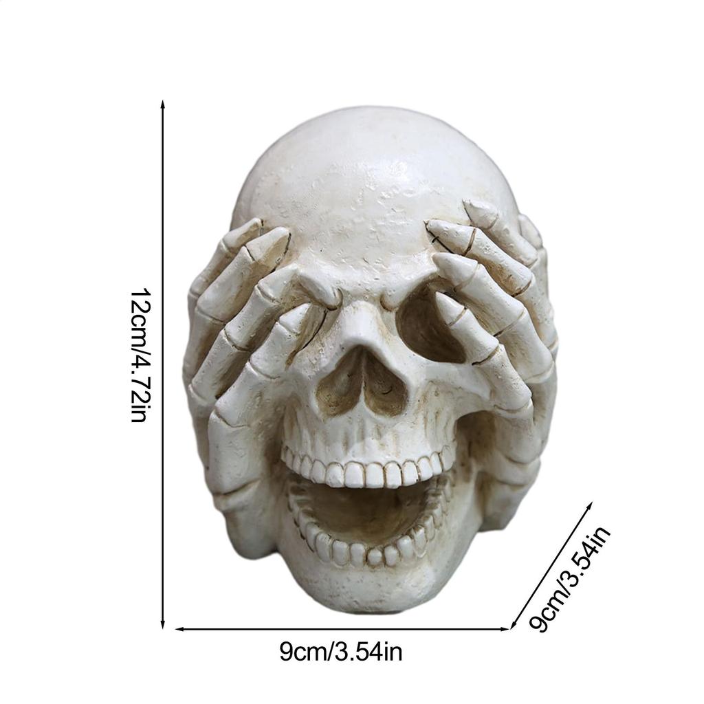 Halloween Skull Head Decor Resin Skeleton Heads Halloween Decoration Fake No Look No Say Human Skull Head Desktop Ornament