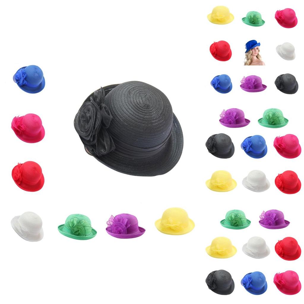 Classic Womens Derby Tea Party Organza Bowler Sun Hat With Vintage Flair