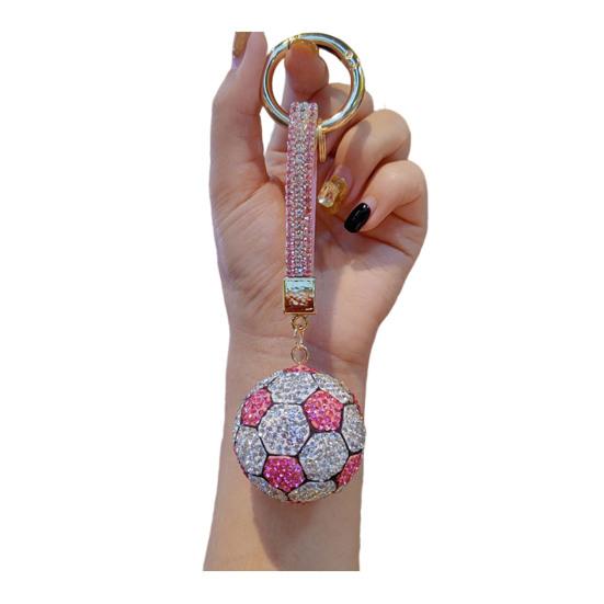 Rhinestone Football Keychain Pendant Sparking Soccer Car Key Ring